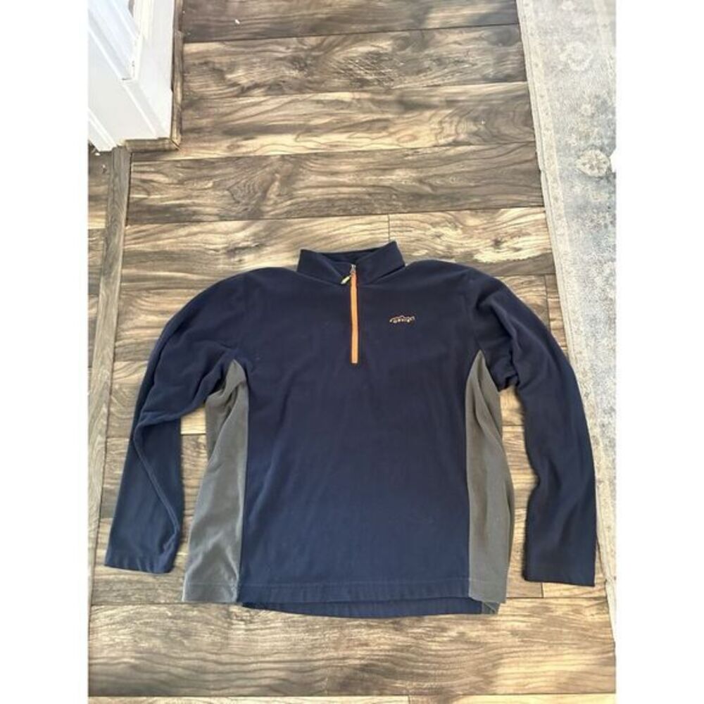Orvis Men's Quarter Zip Pullover Sweatshirt Blue Orange Cotton Men's Size XL 358